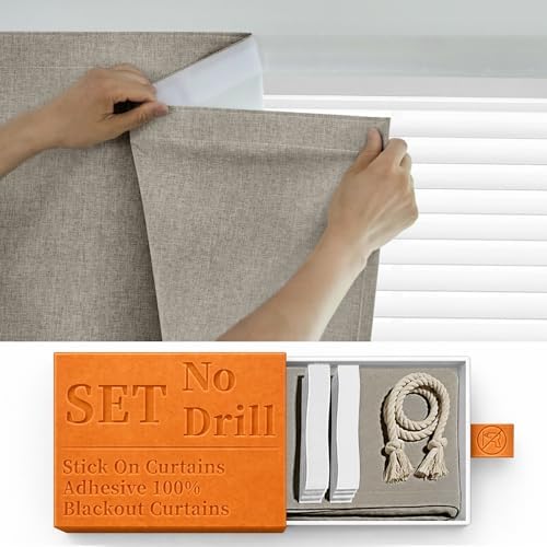 100% Self Adhesive Blackout Curtains- Stick on Curtains Shades Window Blinds by Sovtfides