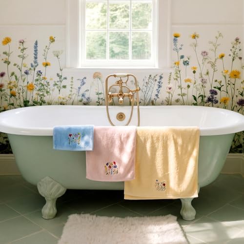 Peryiter 3 Pack Wildflower Decorative Bath Towel Set - Image 6