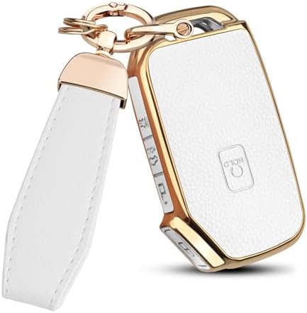 QBUC for KIA Key Fob Cover, Upper Leather + Soft TPU Key Case Shell by QBUC