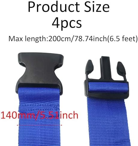 4 Pack Blue Luggage Straps, Adjustable Travel Belt - Image 2