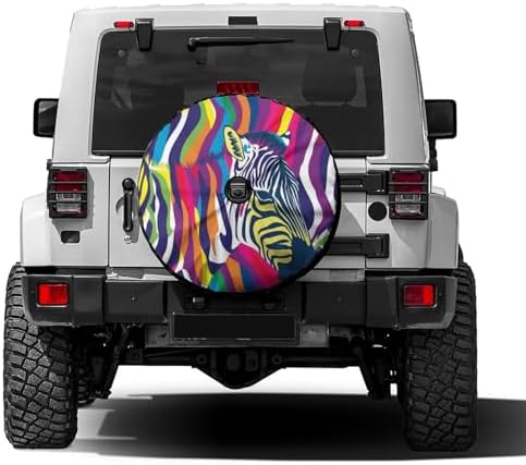 Zebra Rainbow Spare Tire Cover by Foruidea