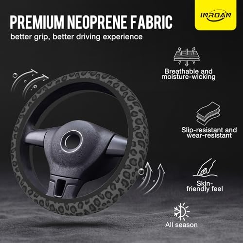 Black Leopard Print Steering Wheel Cover - Image 4
