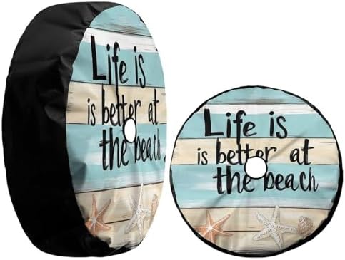 Delerain Spare Tire Cover with Backup Camera Hole Life is Better at the Beach - Image 3