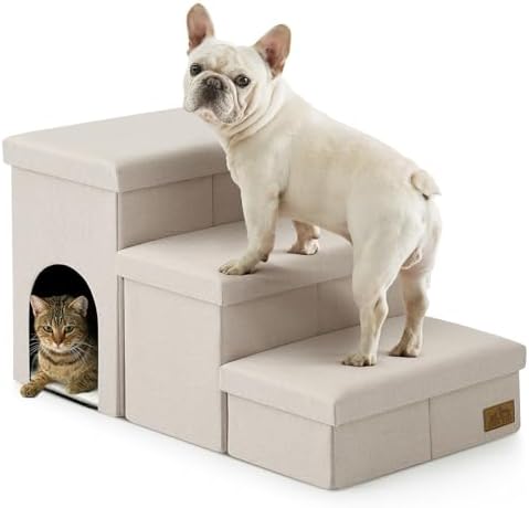 COZY KISS Dog Stairs with Storage, 17.7" H Dog Steps with Condo by COZYKISS