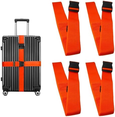 4 Pack Orange Luggage Straps, Adjustable Travel Belt by Unknown