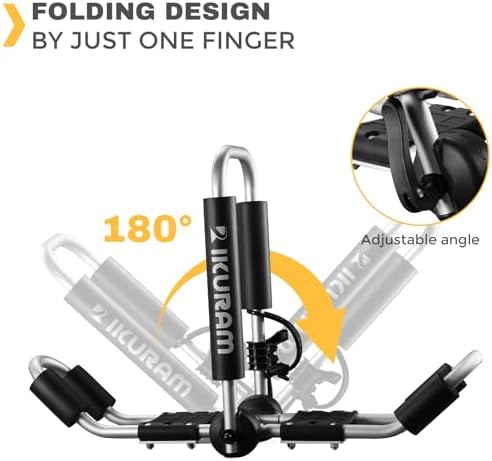 IKURAM R Aluminum Kayak Roof Rack Folding J-Style Universal 4-in-1 - Image 3