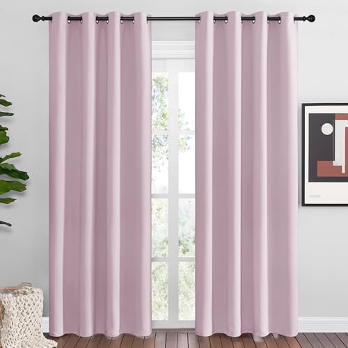 NICETOWN Baby Pink Blackout Curtains 86 inches Length by NICETOWN