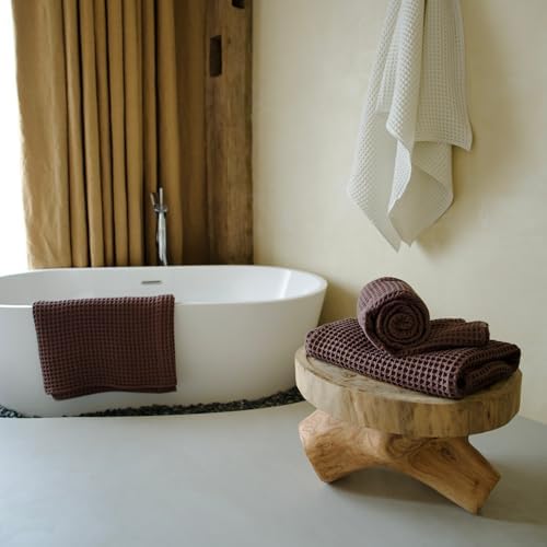 Luxury Organic Japanese Cotton Waffle Bath Towel | Thick, Quick Dry Bathroom - Image 4