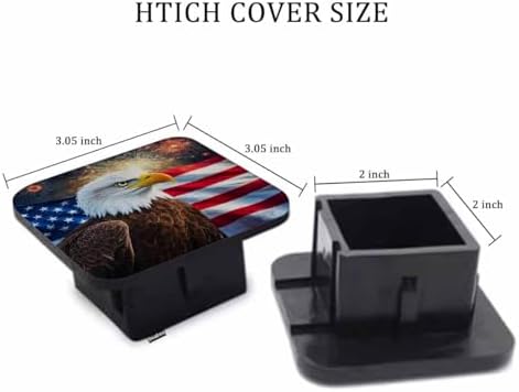Trailer Hitch Cover for 2" Receivers Bald Eagle American Flag, Grunge Eagle USA - Image 2