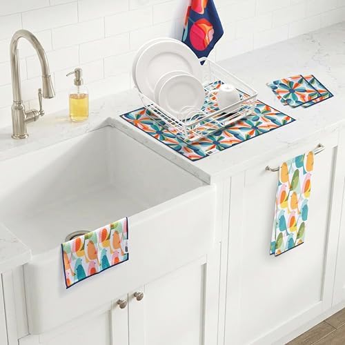 Ritz 6-Piece Flowers & Birds Microfiber Dish Cloth Set – Mid-Century Modern - Image 5