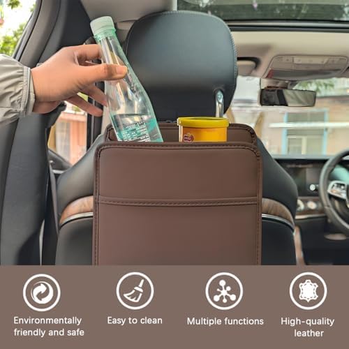 Zpana Car Seat Back Organizer, Leather Multipurpose Hanging Vehicle Backseat - Image 3