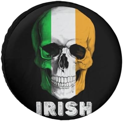 Skull Irish Flag Tire Covers, Dust-Proof Weatherproof Wheel Covers Wheel Tire by Unknown