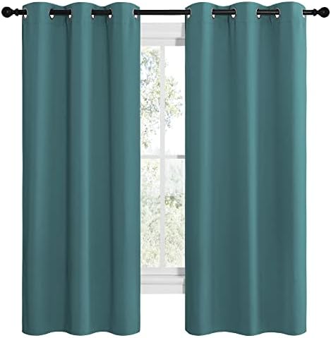 NICETOWN Kitchen Blackout Curtains, 1 Pair, 42 by 68-inch, Sea Teal - Image 2