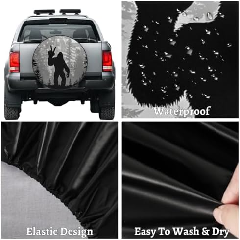 Spare Tire Cover Bigfoot American Flag Wheel Covers Protectors Waterproof - Image 4