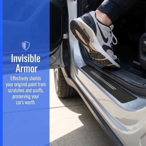 4PCS Carbon Fiber Car Door Entry Guard Sill Protector Cover - Image 3