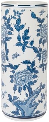Creative Co-Op Blue and White Ceramic Umbrella Stand - Image 3