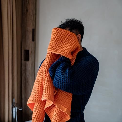 Luxury Organic Japanese Cotton Waffle Bath Towel | Thick, Quick Dry Bathroom - Image 2