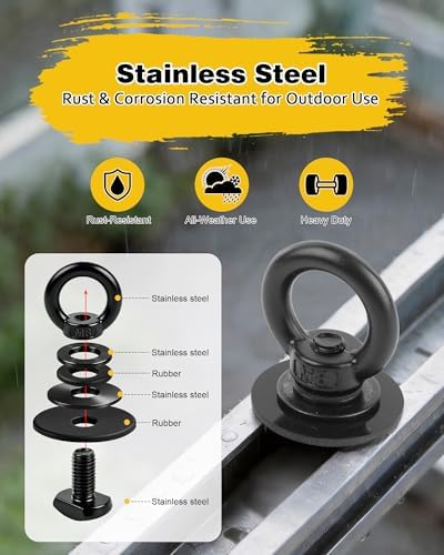 T Track Mount Tie Down Anchor for Roof Rack, M8 Heavy Duty Ring Shaped Eye Bolt - Image 7