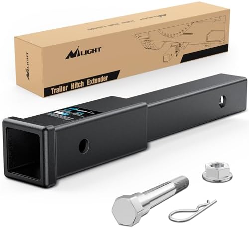 Nilight Trailer Hitch Extender 12" fits 2 Inch Receiver 3500 lbs GTW by Nilight