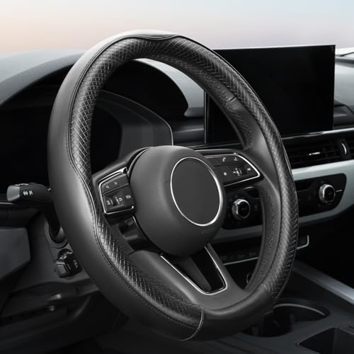 YHONGJT Soft Premium Leather Steering Wheel Cover, Breathable, Non-Slip Grip by Unknown