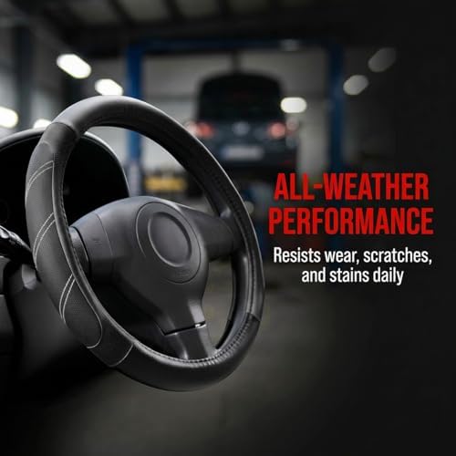 14.5-15 Inch Leather Steering Wheel Cover, Non Slip - Image 5