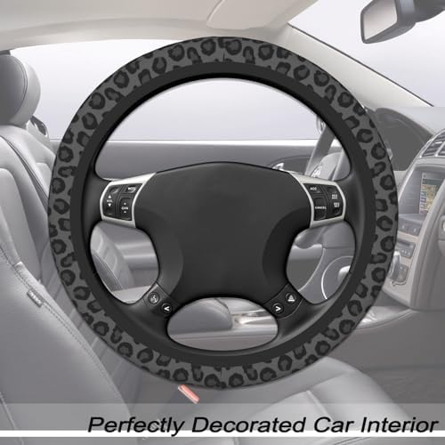 Black Leopard Cheetah Steering Wheel Cover - Image 2