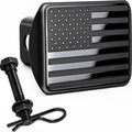 USA 2" American Black Flag Stainless Steel Hitch Cover by AutoAccessores