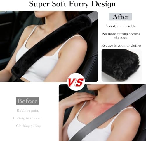 Amooca 19.7in Extra Long Furry Universal Car Seatbelt Cover Shoulder Pad - Image 2