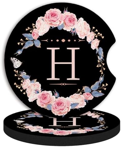 2pcs Letter H Car Coasters, Absorbent Universal neoprener Cup Holder Coasters by Unknown