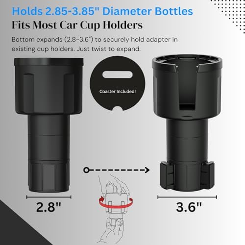 Swigzy Car Cup Holder Expander, Long Base Adapter Extender Bottle Insert - Image 5