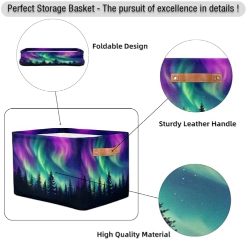 Storage Basket Northern Light Aurora Storage Cube Box Durable Canvas - Image 6