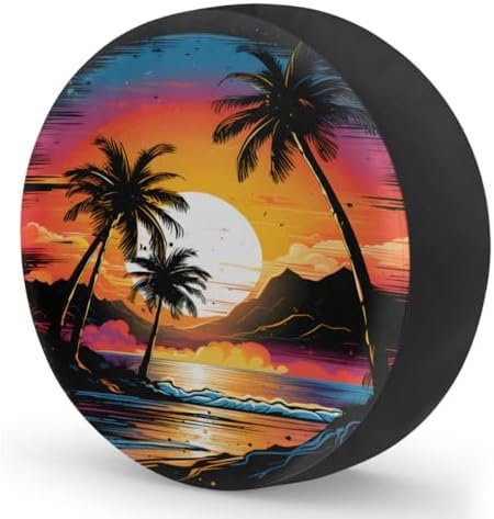 Rv Spare Tire Cover Wheel Sunset Palm Beach Tire Covers Wheel Protectors - Image 2