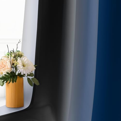 SimpleHome Ombre Blue and Black Room Darkening Curtains 84 inches Length - Image 6