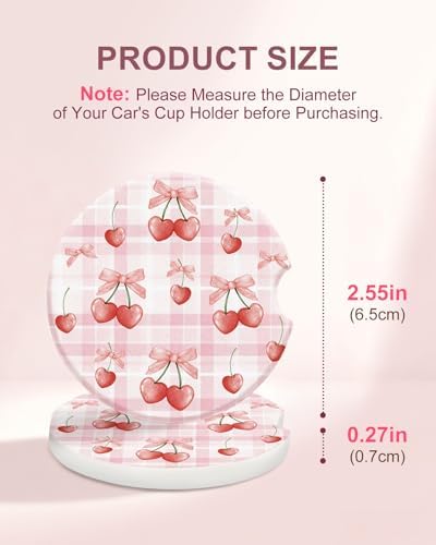 Swooflia Cute Girly Ceramic Car Coasters Pink Leopard Cup Holder Coasters - Image 2