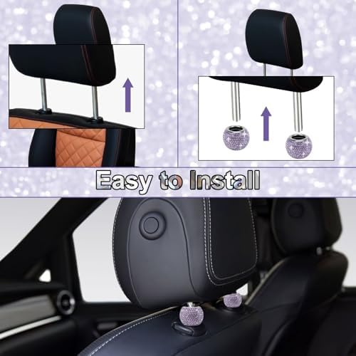 BFXM 4 Pcs Car Headrest Collars, Bling Head Rest Collars Rings Decoration - Image 5