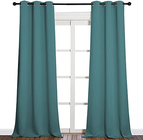 NICETOWN Patio Glass Door Panels, 1 Pair, 42 x 90-inch, Sea Teal - Image 2