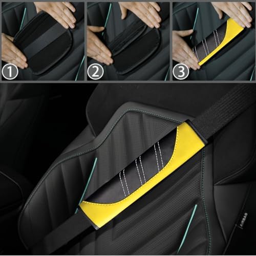 NBTEPEM 6 Pcs Yellow Steering Wheel Cover Set, Sport Microfiber Leather - Image 6
