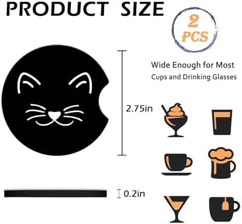 2 PCS Cat Car Coasters, 2.75" Neoprene Rubber Cars Cup Holder Coasters - Image 4