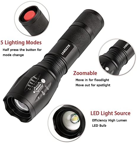 JARDLITE LED Emergency Handheld Flashlight, 4 Pack, Adjustable Focus, Water - Image 4
