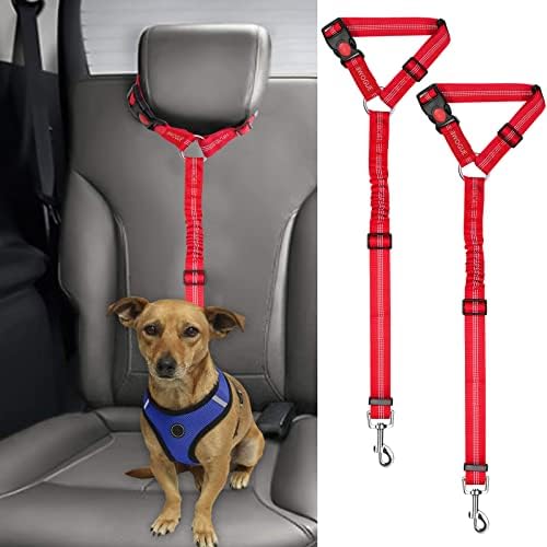 BWOGUE 2 Pack Dog Seat Belt for Car, Headrest Restraint Safety Straps by BWOGUEPetHome