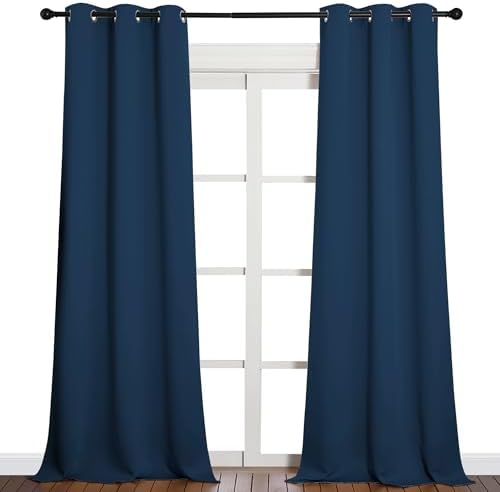 NICETOWN Patio Glass Door Blackout Curtains 1 Pair 42 x 90-in Moroccan Blue - Image 2