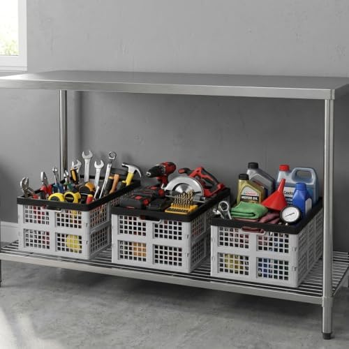 3-Pack Folding Storage Crates, 42L Collapsible Plastic Baskets - Image 6