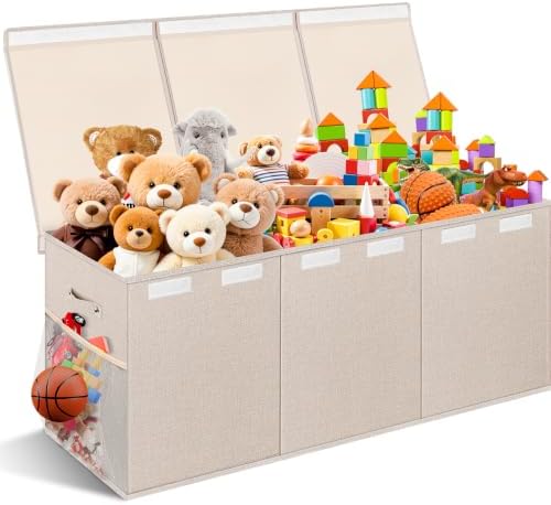 Extra Large Toy Box with Lids, Collapsible Storage Bin by Rocamdo