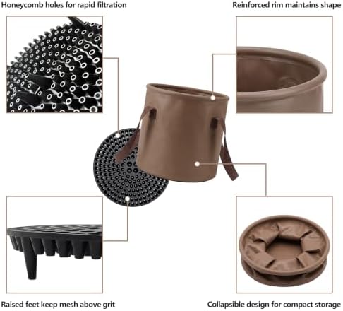 3-Piece Swirl-Free Car Wash Kit Dirt Trap Insert Collapsible Bucket Sponge - Image 5