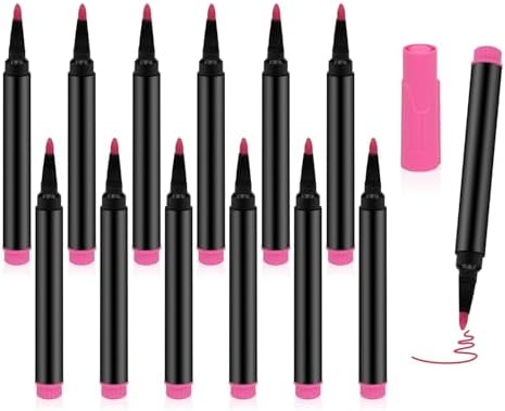 12 PCS Pink Liquid Chalk Markers Wet or Dry Erase Fine Tip Neon Pens by Unknown