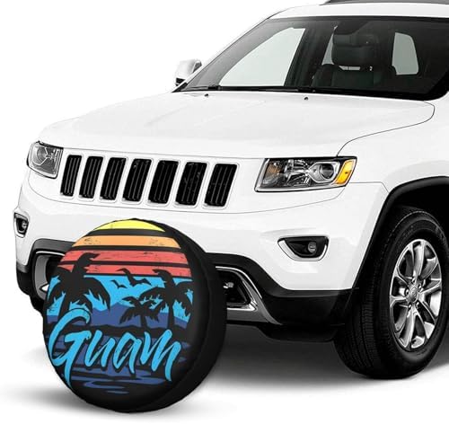 Guam Island Flag Palm Trees Weatherproof Spare Tire Cover - Image 2