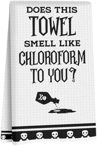 Funny White Kitchen Towels, Funny Joked Themed Waffle Hand Towels by Unknown