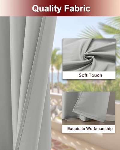 Grommet Outdoor Curtains for Patio Waterproof 8 Pcs 54x95 In Silver Grey - Image 4