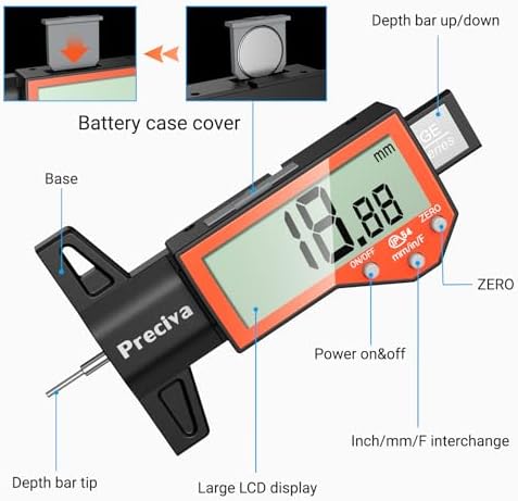 Preciva Tire Tread Depth Gauge, Digital Tire Depth Gauge - Image 5