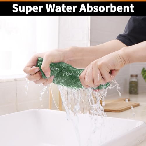 Homaxy 100% Cotton Waffle Weave Dish Cloths, 6 Pack, Grass Green - Image 3